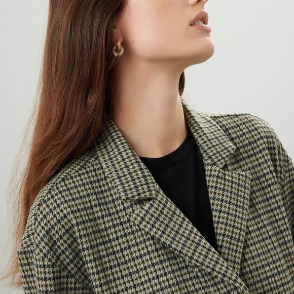 Madewell Oversized Knit Blazer in Green Houndstooth - Size XXS - Picture 7 of 15
